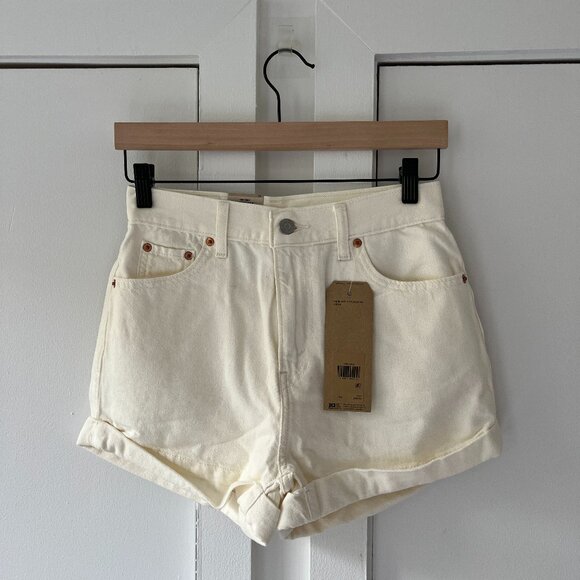 Levi's A-Line Denim High Rise Mom Shorts - Ivory - Size 26 - Picture 1 of 6